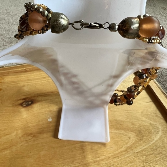 multi strand vintage shades of brown beaded necklace - Picture 3 of 3